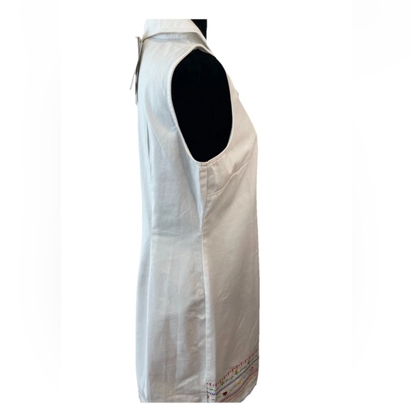 🆕Studio ease Y2K NWT ladies SZ 10 all cotton white sheath dress embroidered hem - Picture 9 of 16